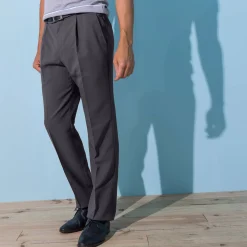 Broek met elastische tailleband en bandplooien - polyester