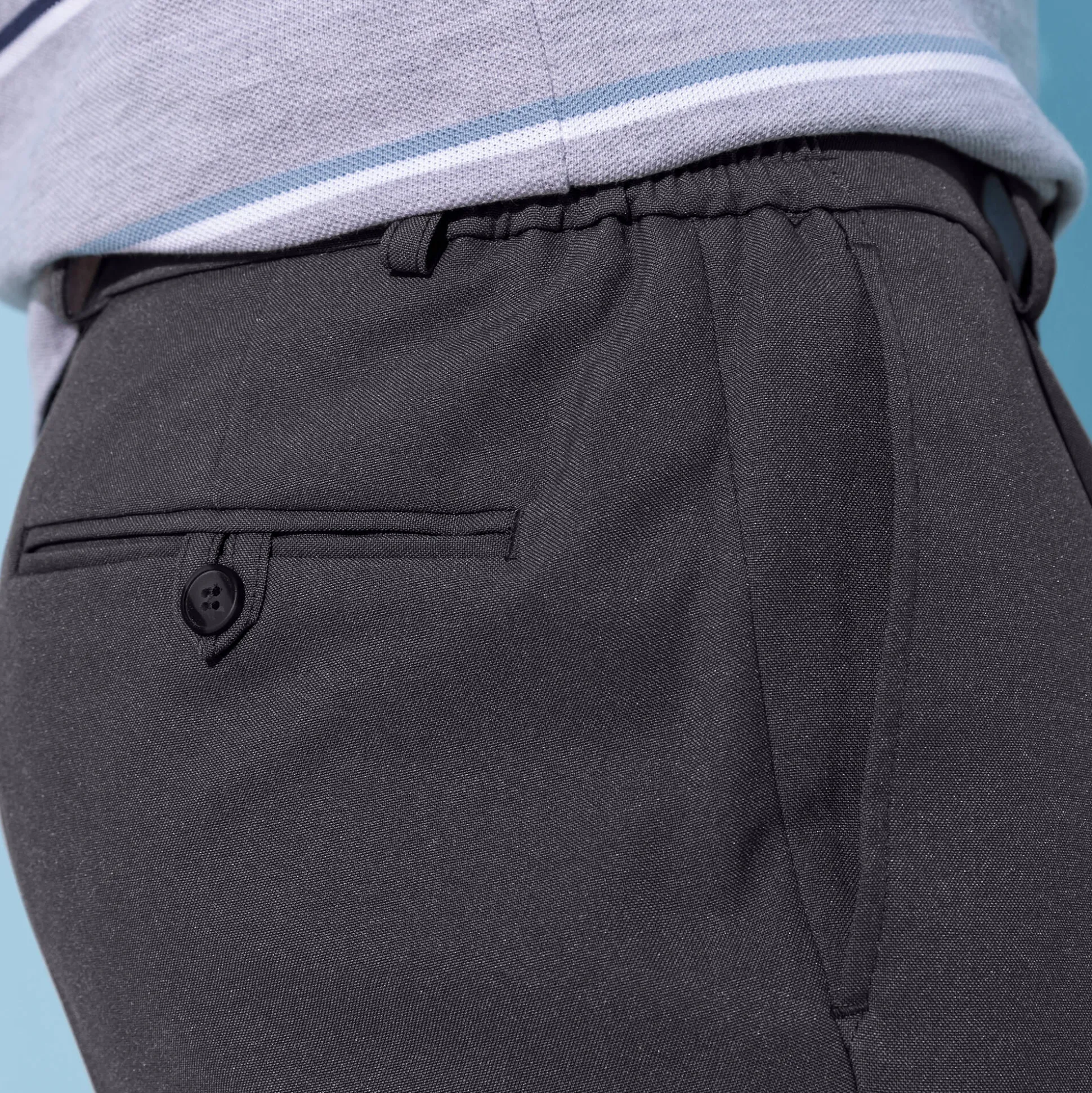 Broek met elastische tailleband en bandplooien - polyester