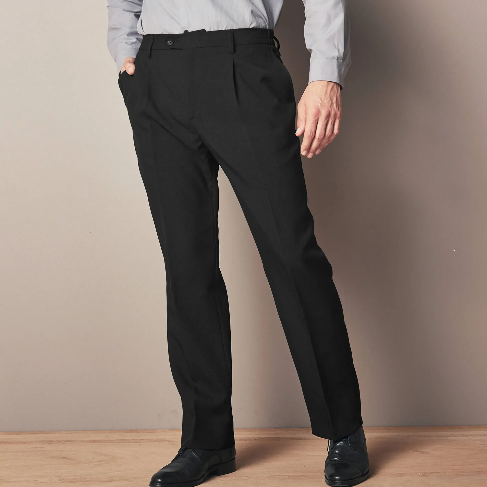Broek met elastische tailleband en bandplooien - polyester