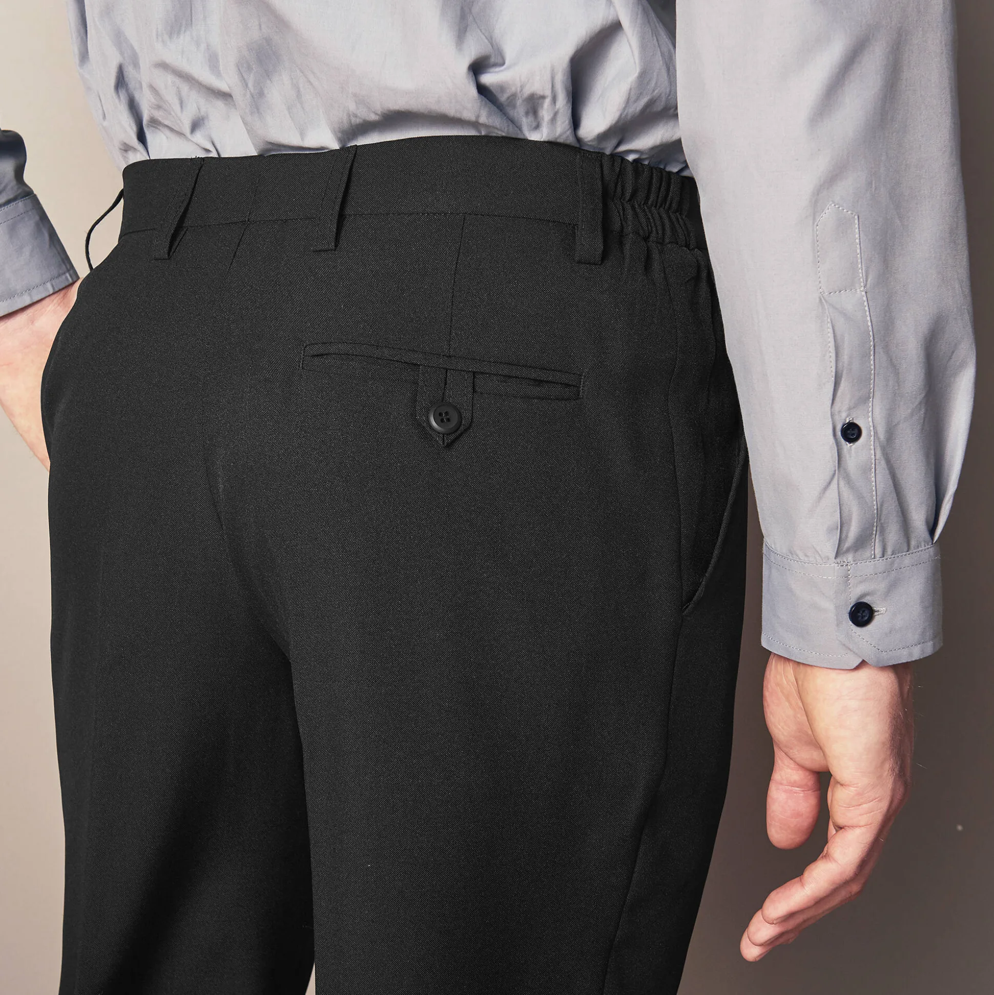 Broek met elastische tailleband en bandplooien - polyester