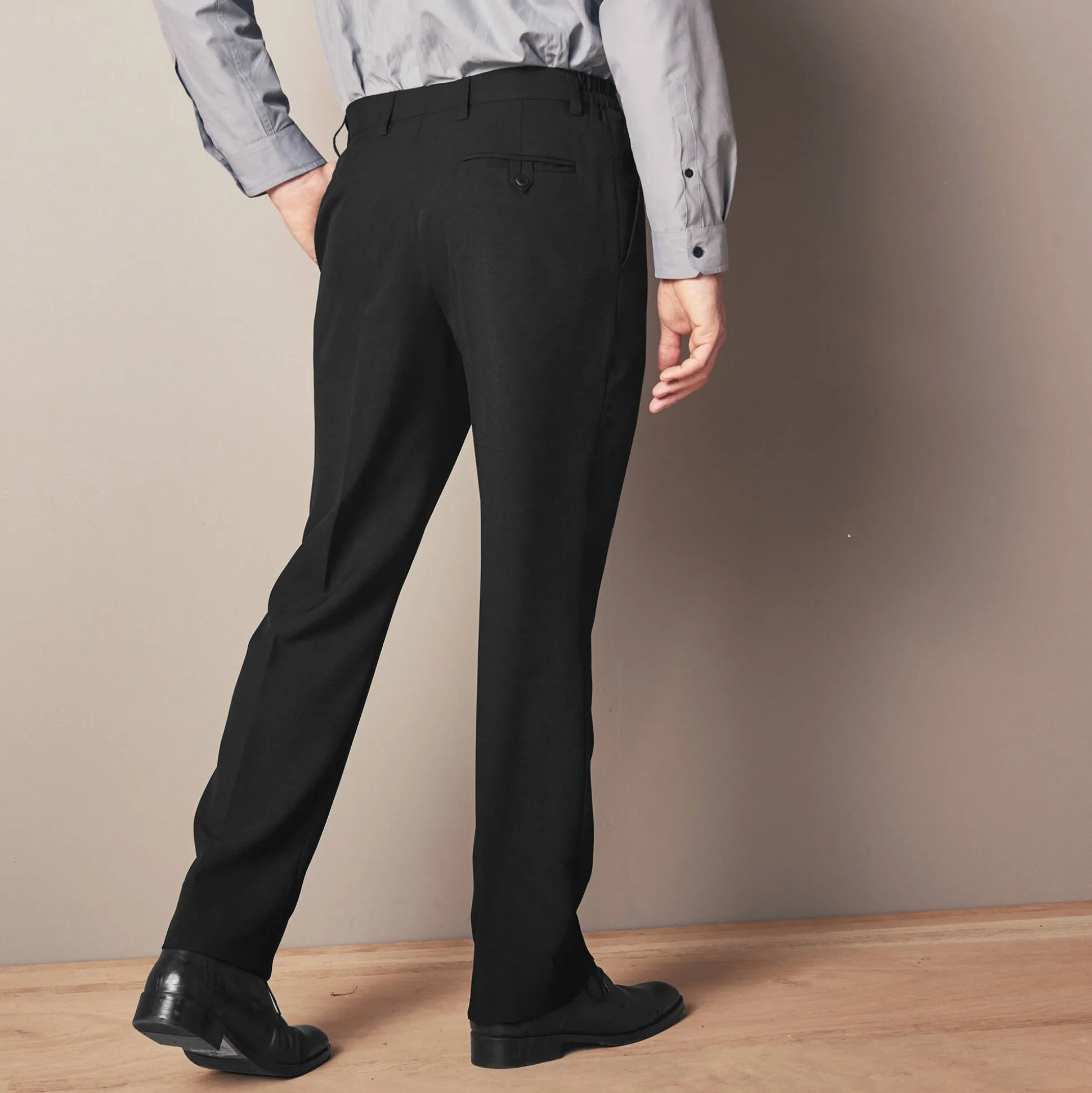 Broek met elastische tailleband en bandplooien - polyester