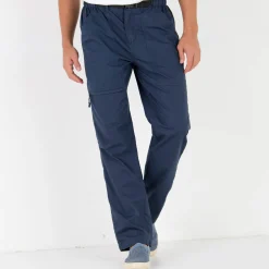 Broek met 3/4-elastische tailleband + bijpassende ceintuur