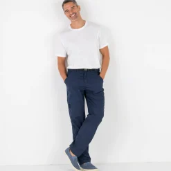 Broek met 3/4-elastische tailleband + bijpassende ceintuur