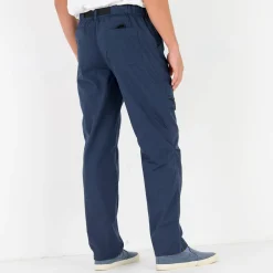 Broek met 3/4-elastische tailleband + bijpassende ceintuur