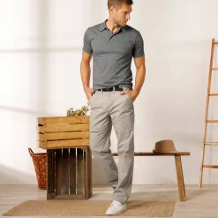 Broek met 3/4-elastische tailleband + bijpassende ceintuur