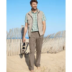Broek met 3/4-elastische tailleband + bijpassende ceintuur