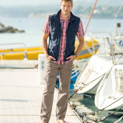 Broek met 3/4-elastische tailleband + bijpassende ceintuur
