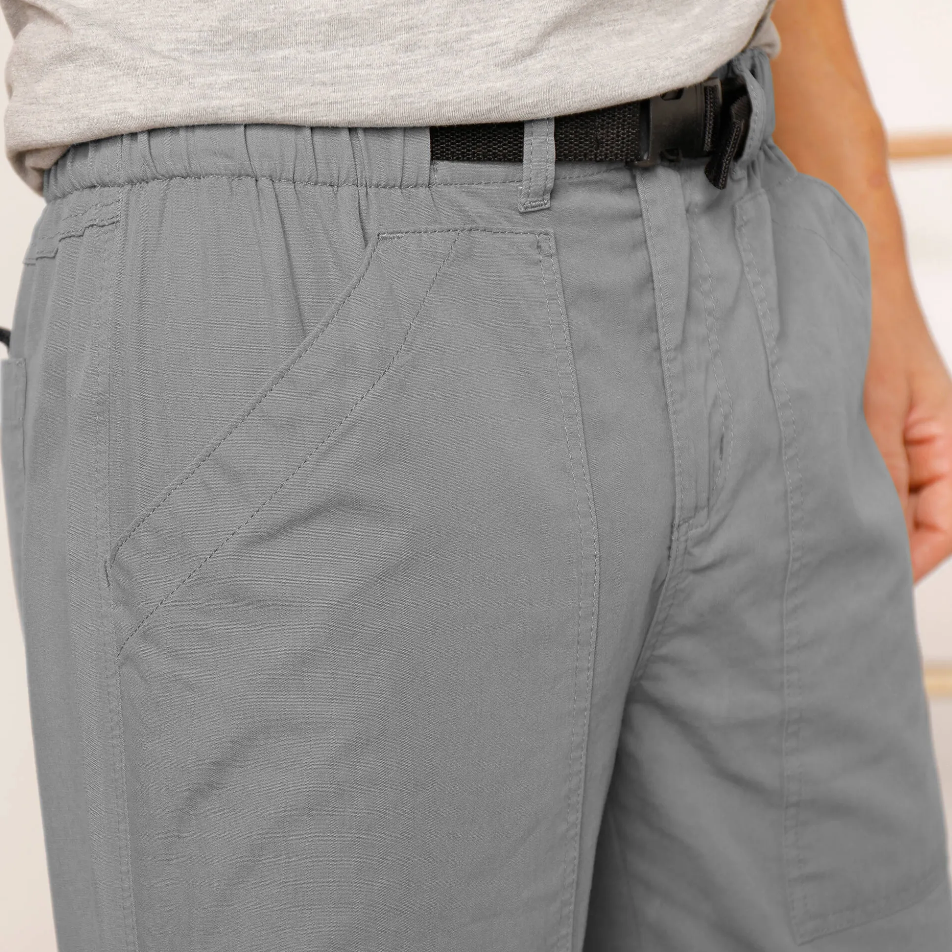 Broek met 3/4-elastische tailleband + bijpassende ceintuur