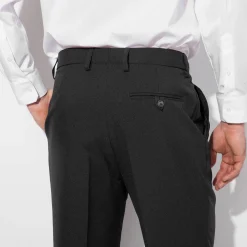 Broek met elastische taille en bandplooien - polyester/wol