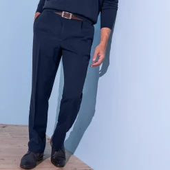 Broek met elastische tailleband en bandplooien - polyester