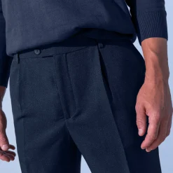 Broek met elastische tailleband en bandplooien - polyester
