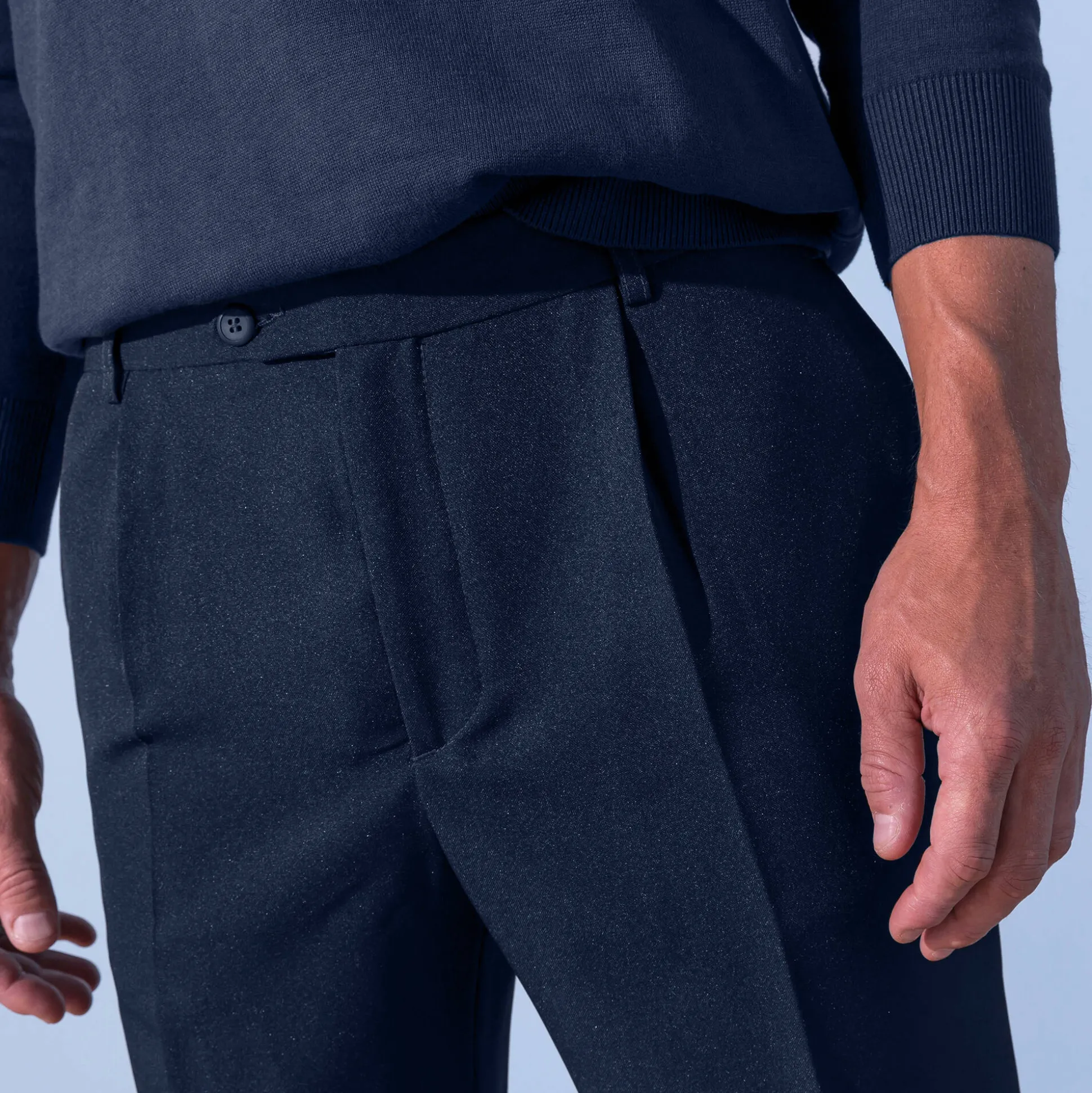 Broek met elastische tailleband en bandplooien - polyester