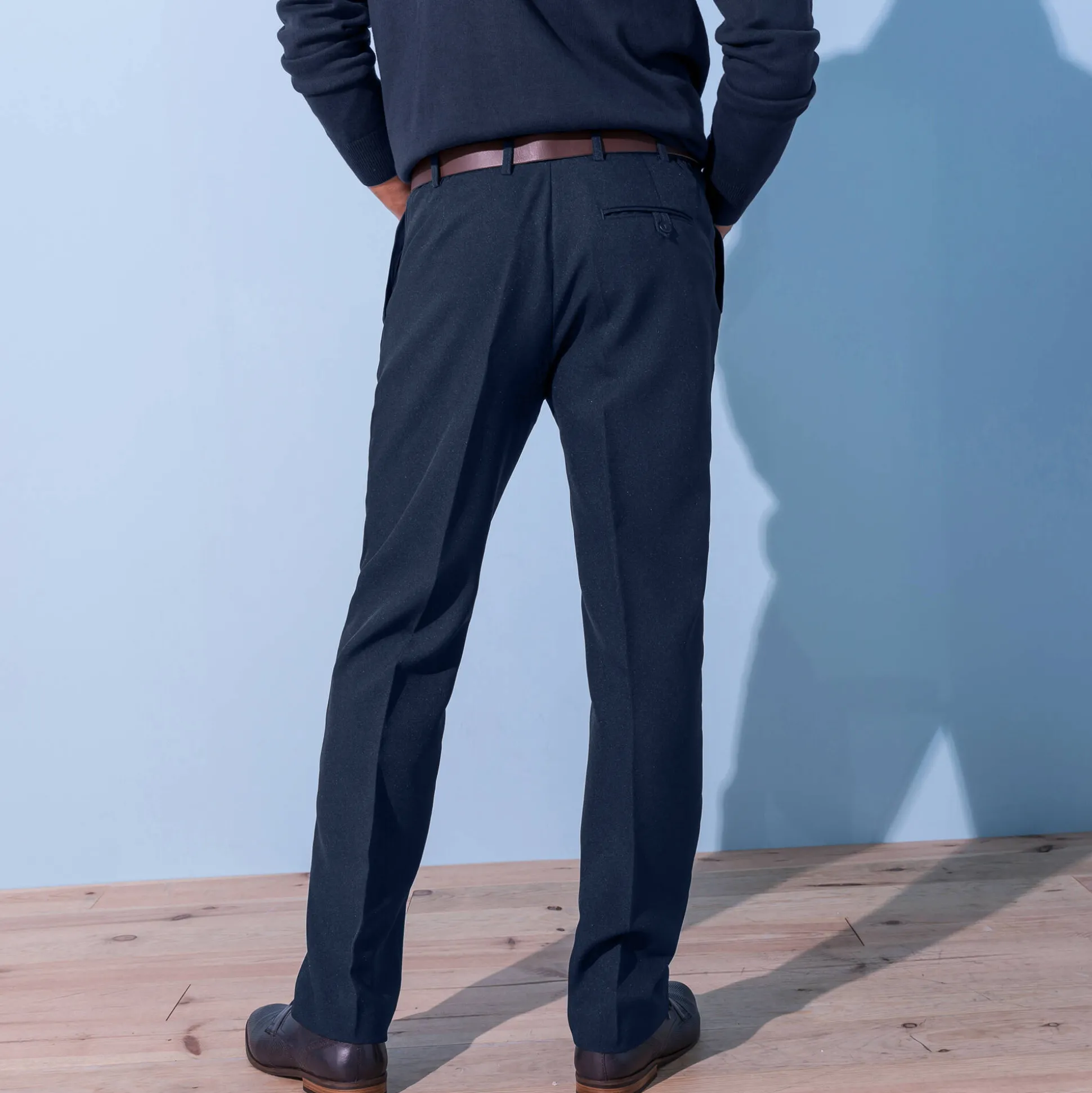Broek met elastische tailleband en bandplooien - polyester