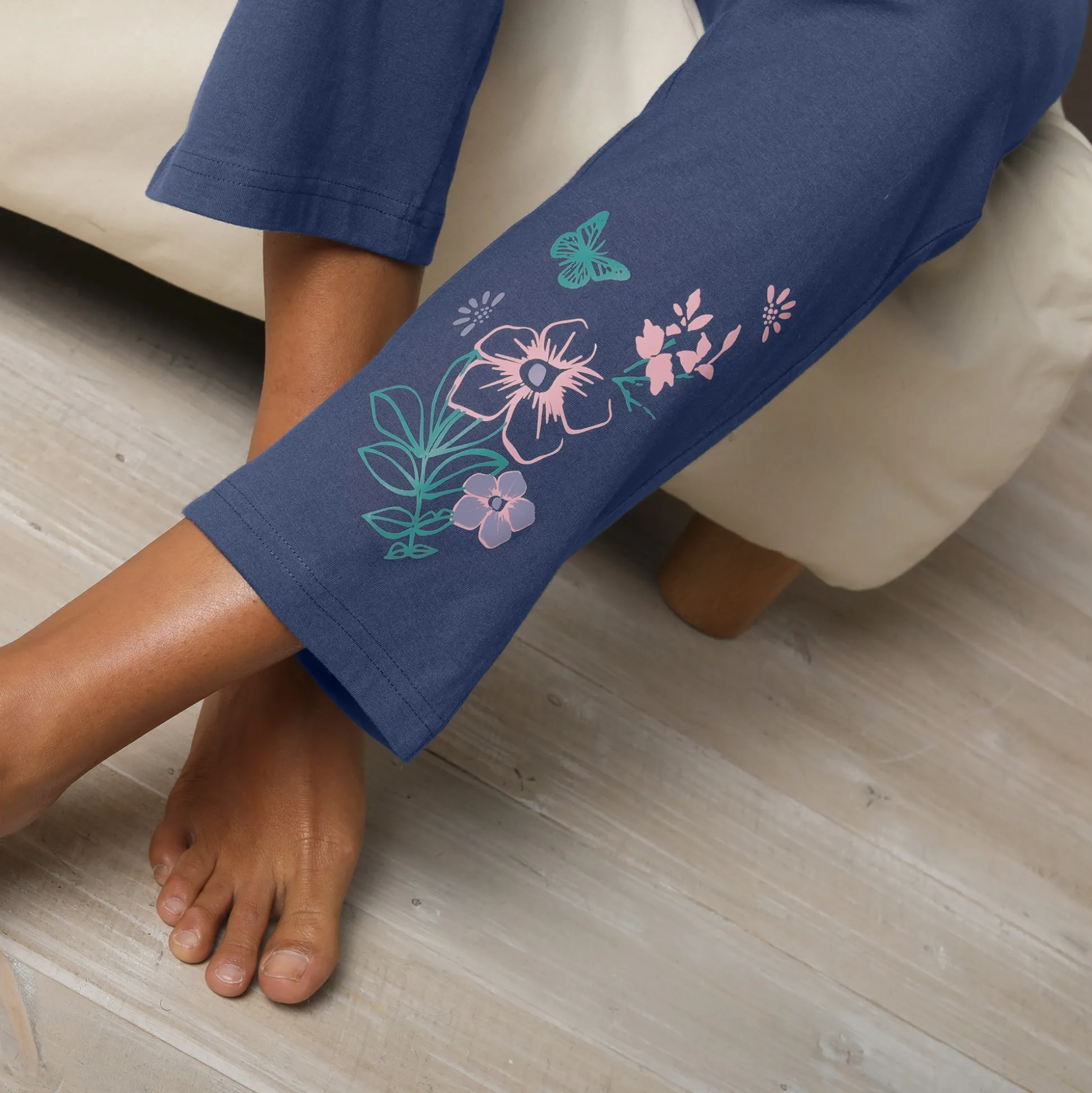 Broek met geplaatste landelijke print - katoenjersey