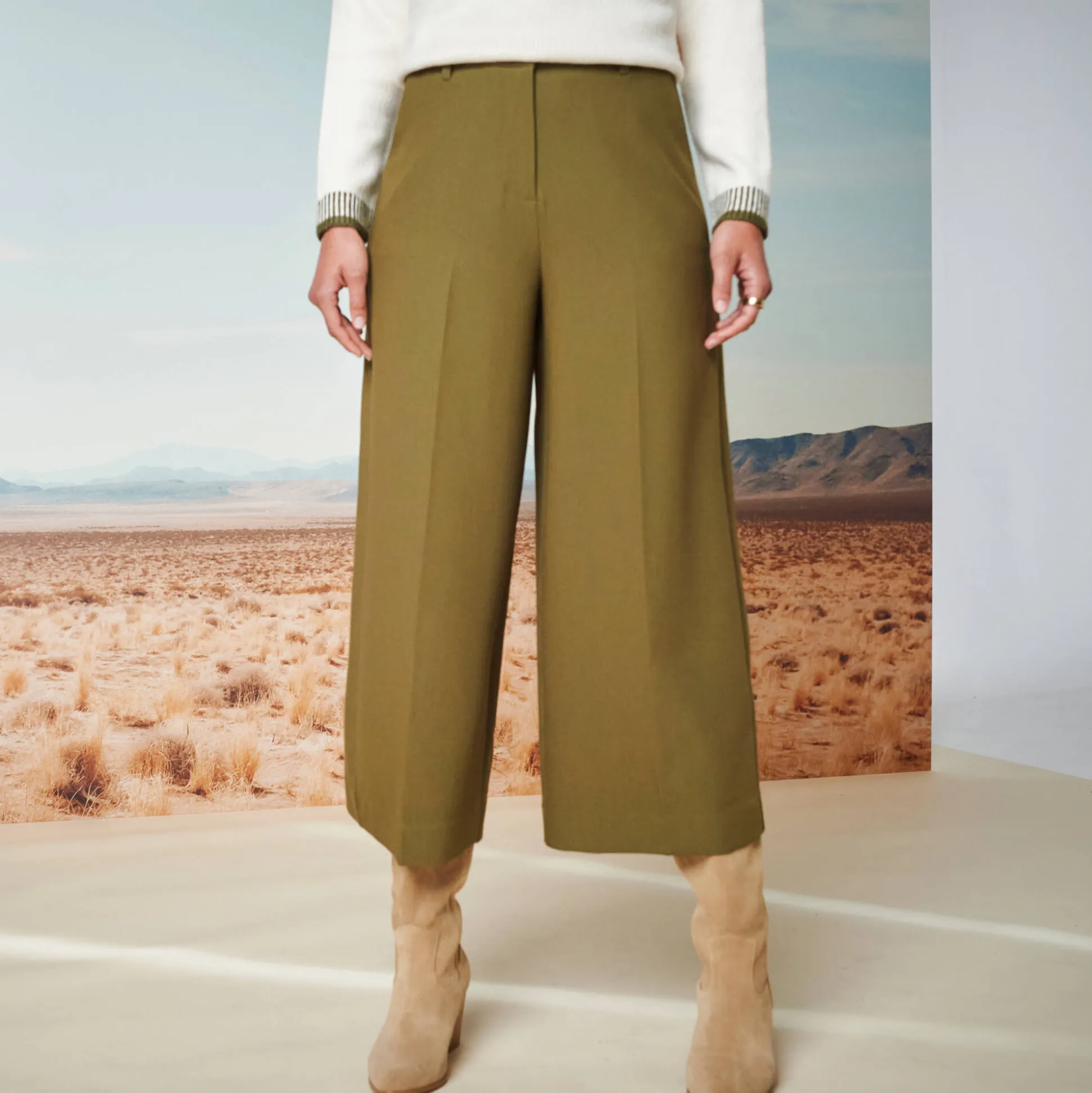 Broek met hoge taille, broekrokeffect