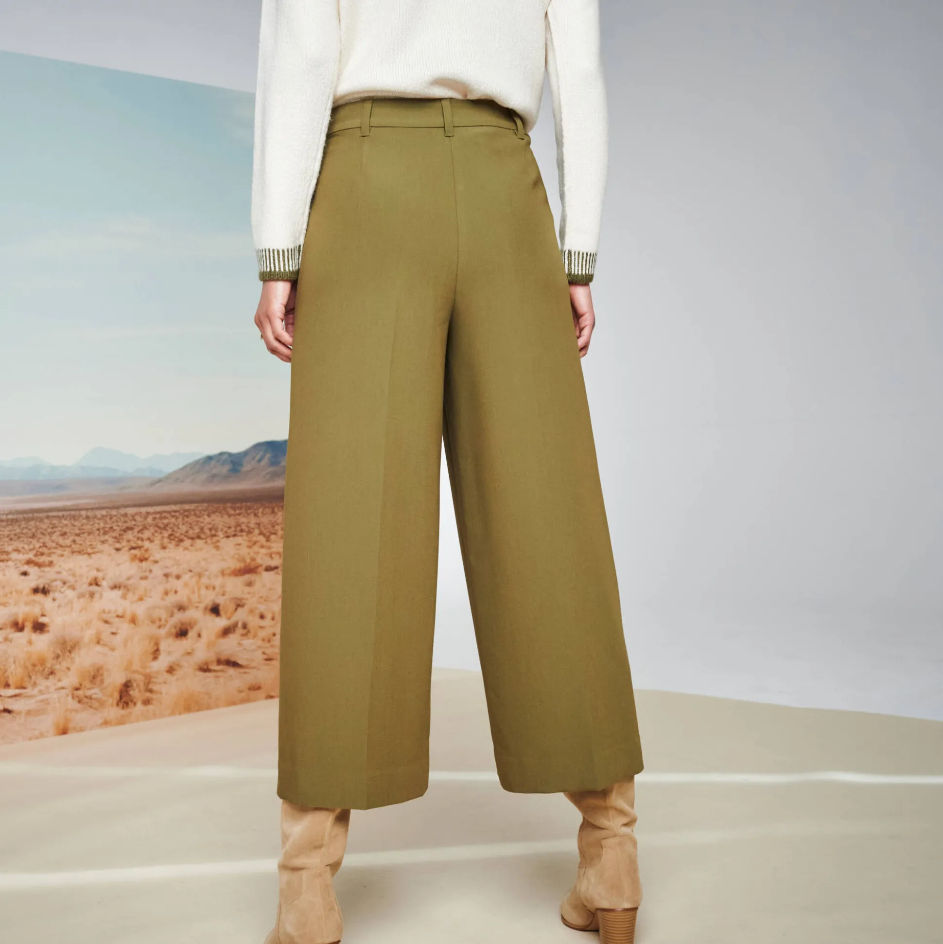 Broek met hoge taille, broekrokeffect
