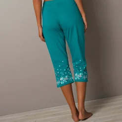 3/4-broek met landelijke print onderaan - katoenjersey