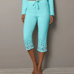 3/4-broek met landelijke print onderaan - katoenjersey