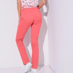 Broek met 'platte buik'-effect in rekbaar katoen
