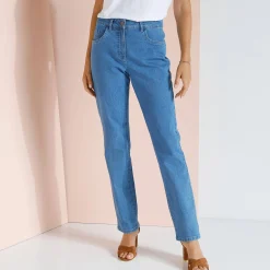 Broek met 'platte buik'-effect in rekbaar katoen