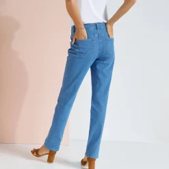 Broek met 'platte buik'-effect in rekbaar katoen