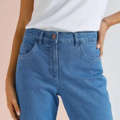 Broek met 'platte buik'-effect in rekbaar katoen