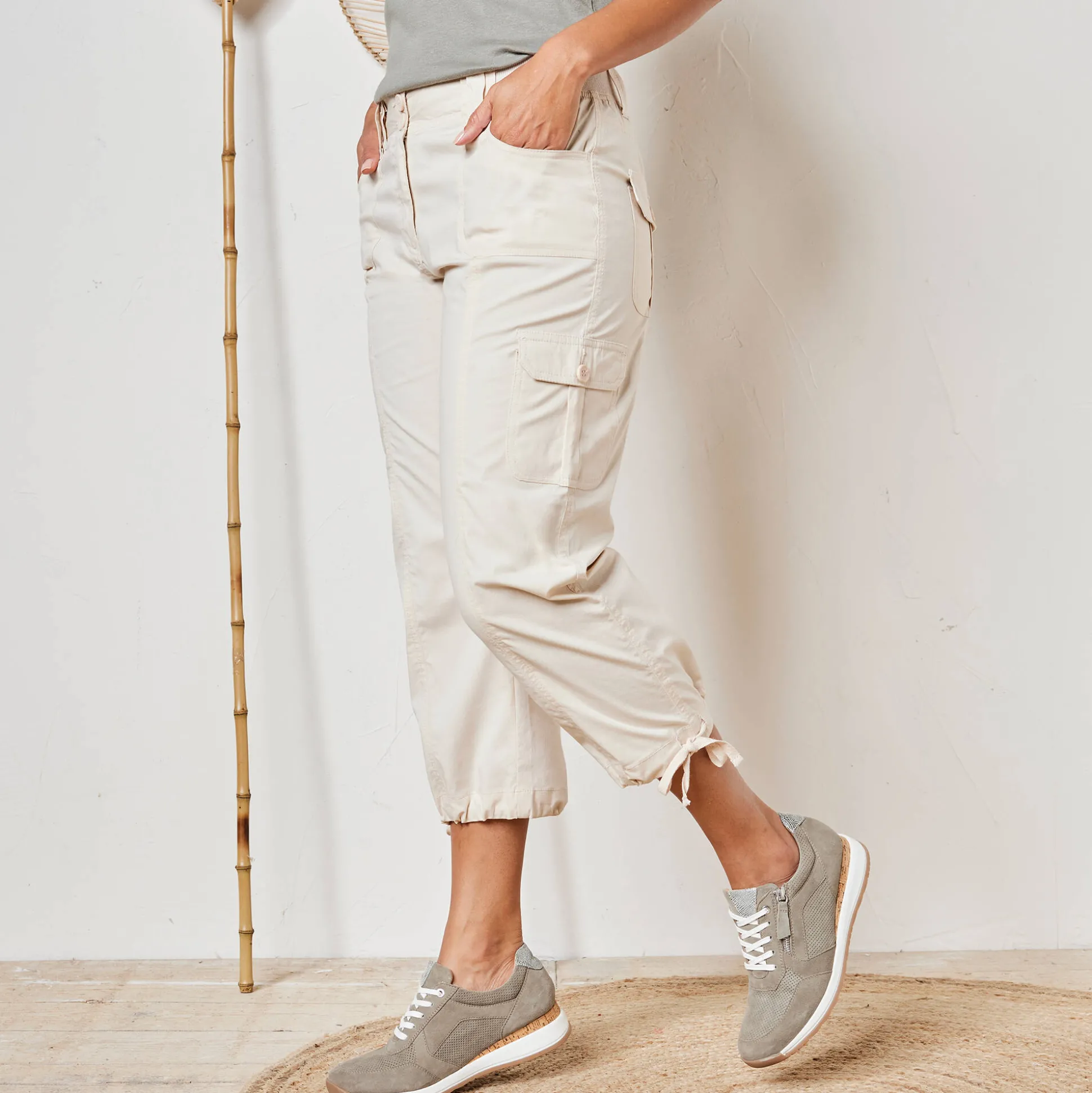 7/8-broek met tailleband in tricot