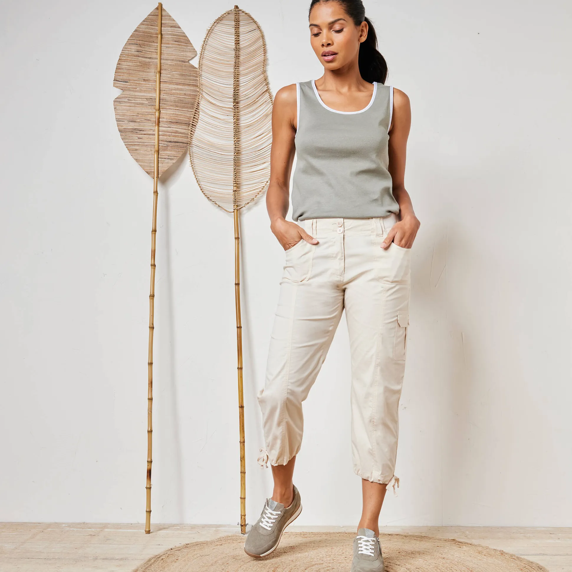 7/8-broek met tailleband in tricot