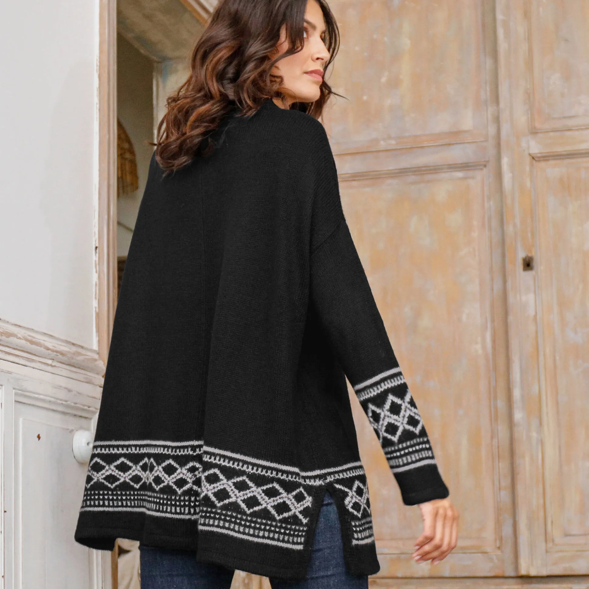 Capevest in jacquard, opstaande hals