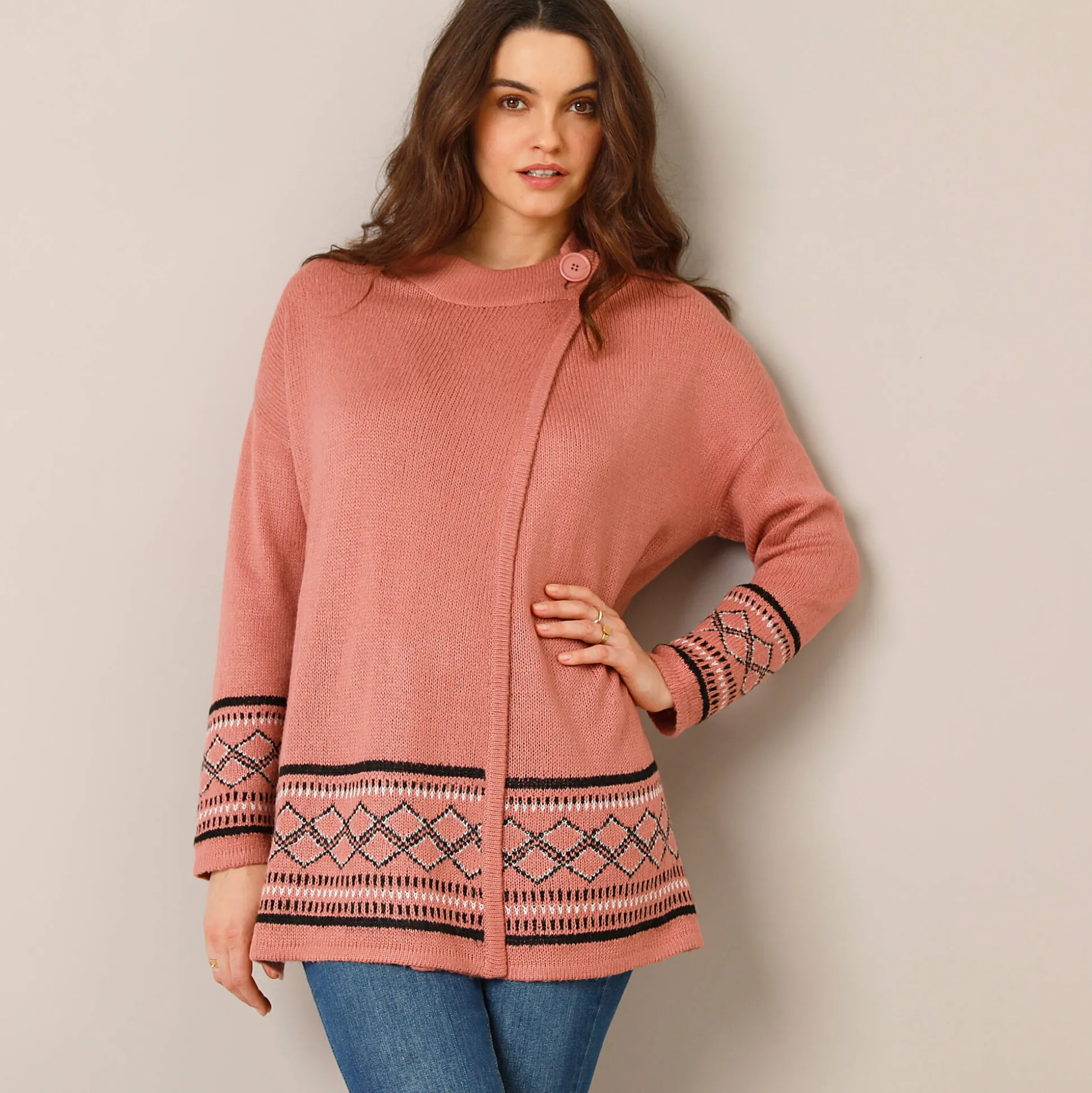 Capevest in jacquard, opstaande hals