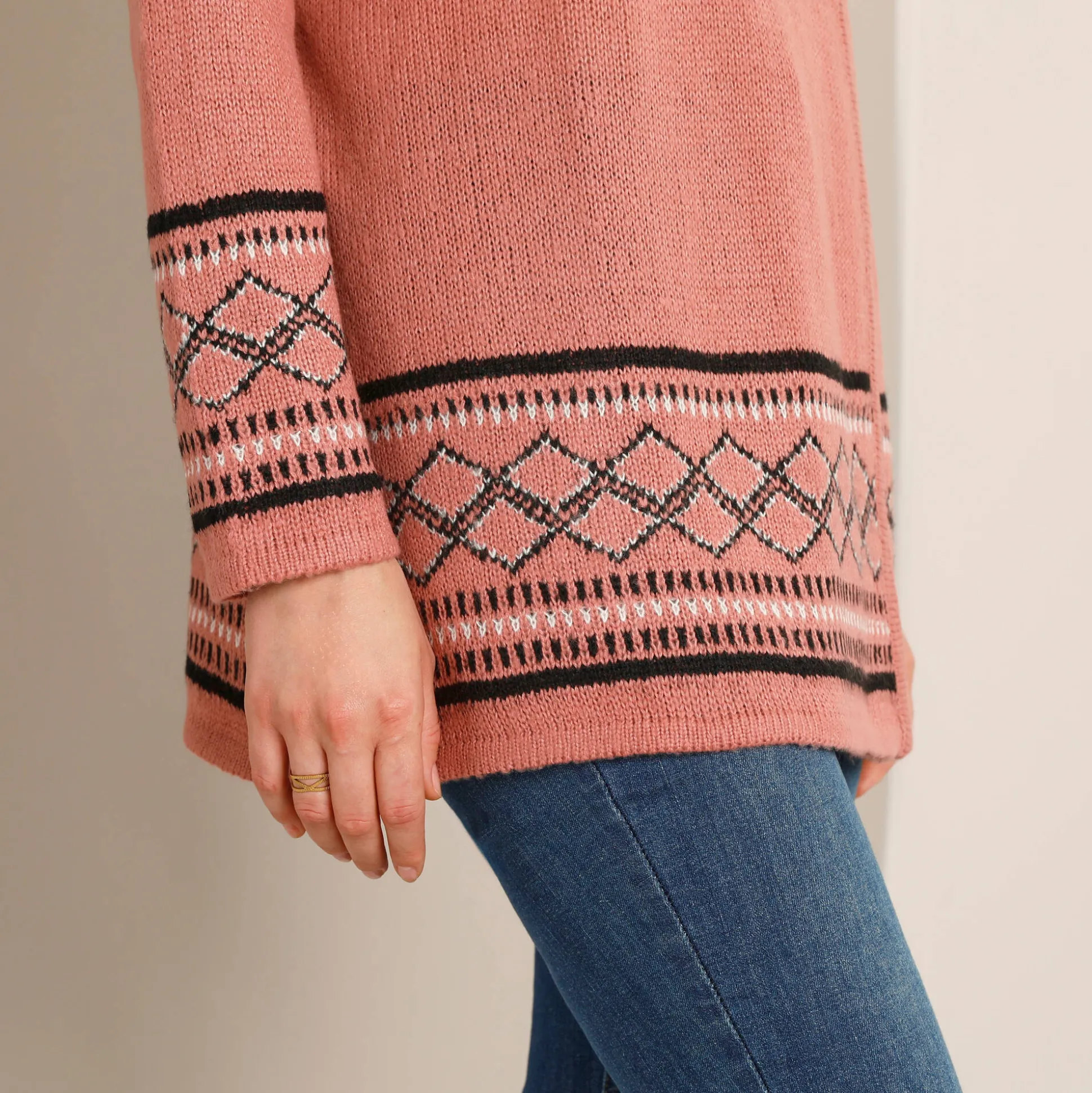 Capevest in jacquard, opstaande hals