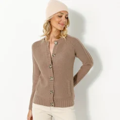 Cardigan in fantasietricot met knoopsluiting