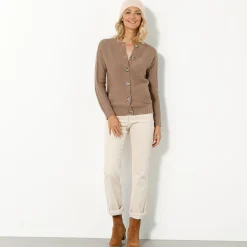 Cardigan in fantasietricot met knoopsluiting