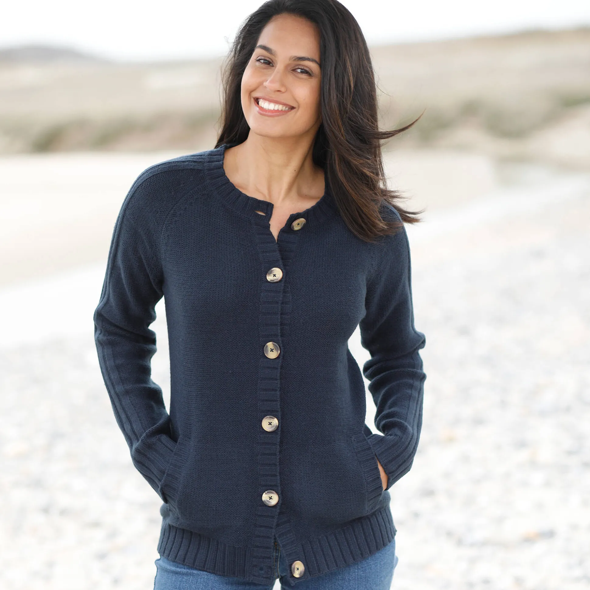 Cardigan in fantasietricot met knoopsluiting