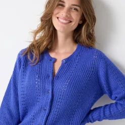 Cardigan in fantasietricot, met knoopsluiting