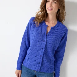 Cardigan in fantasietricot, met knoopsluiting