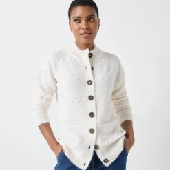 Cardigan in harig fantasietricot met knopen