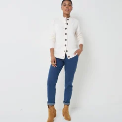 Cardigan in harig fantasietricot met knopen