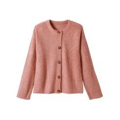 Cardigan in patenttricot met knoopsluiting en lange mouwen
