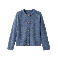 Cardigan in patenttricot met knoopsluiting en lange mouwen