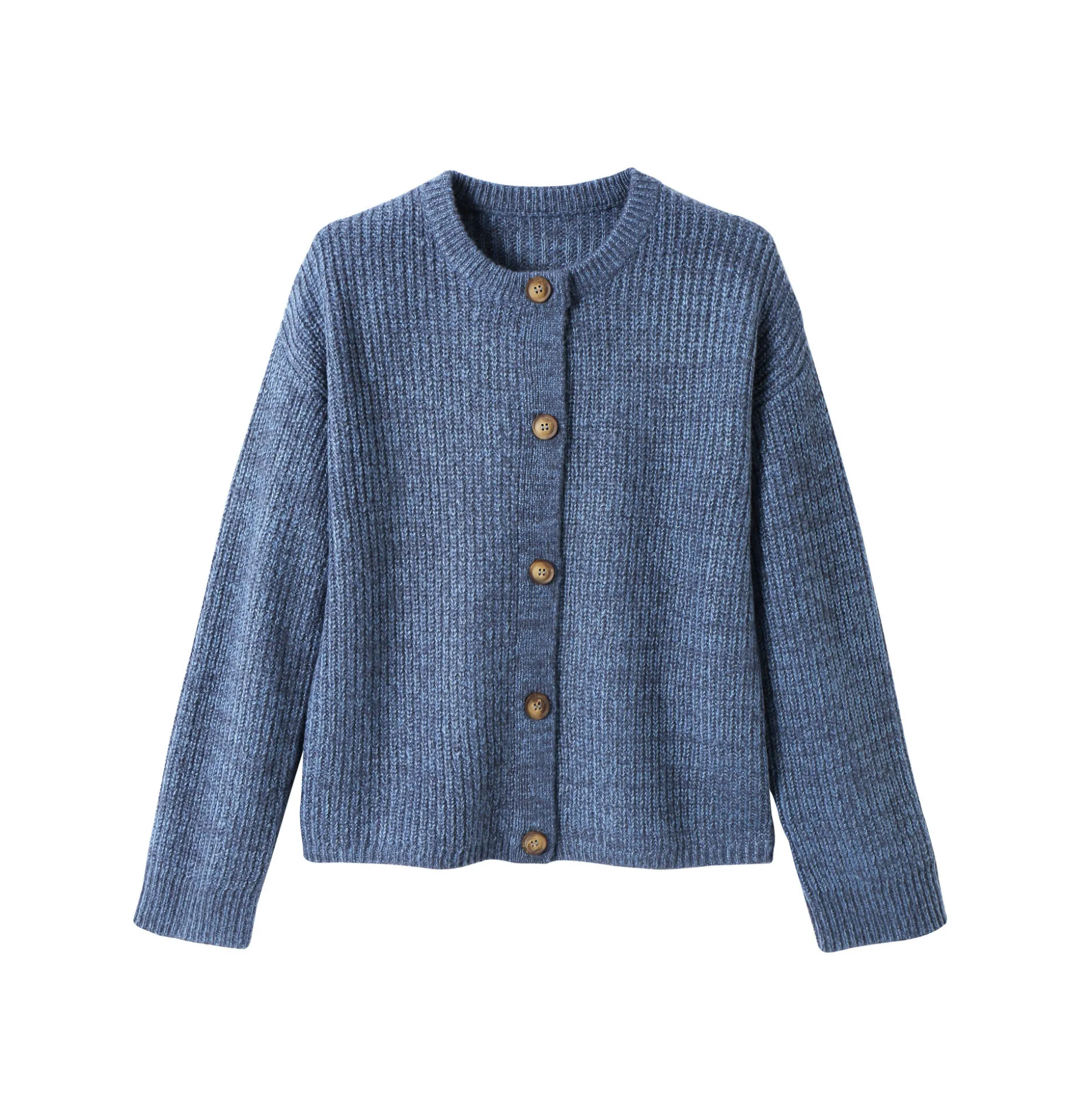 Cardigan in patenttricot met knoopsluiting en lange mouwen