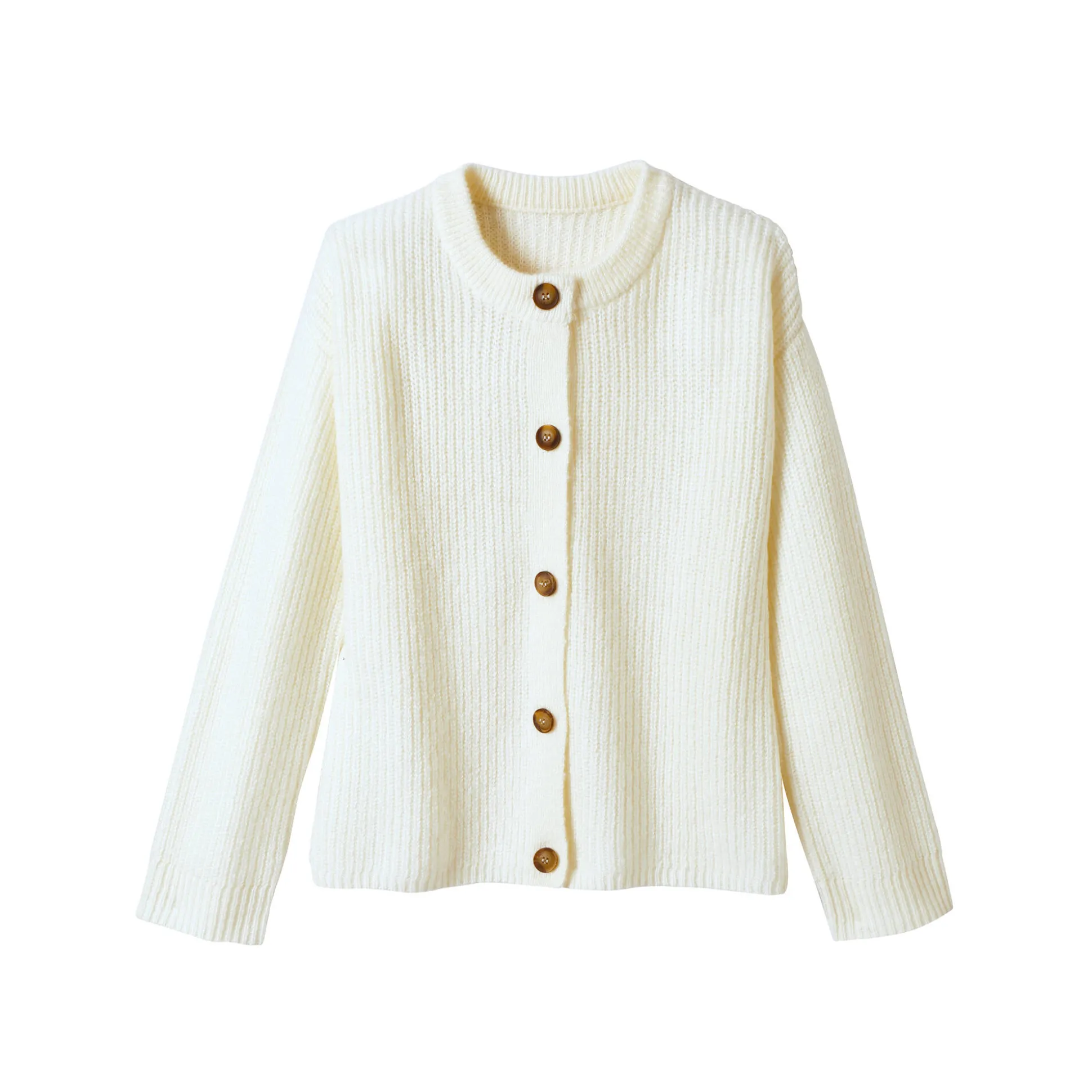 Cardigan in patenttricot met knoopsluiting en lange mouwen