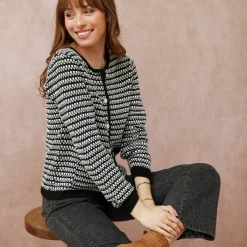 Cardigan in tweekleurig jacquardtricot