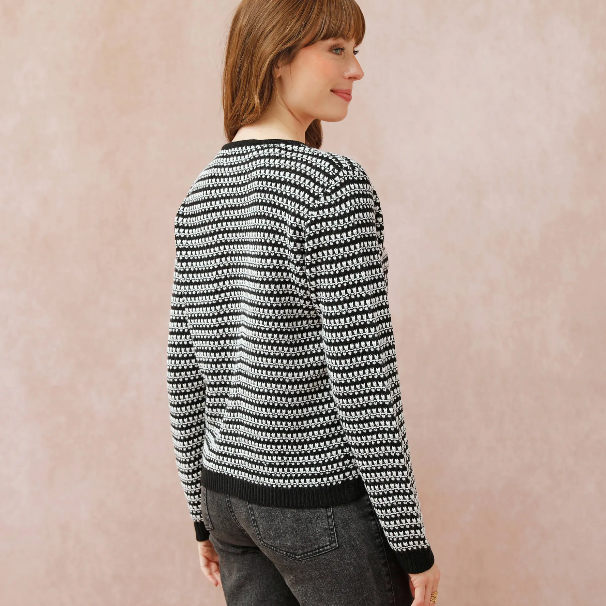 Cardigan in tweekleurig jacquardtricot