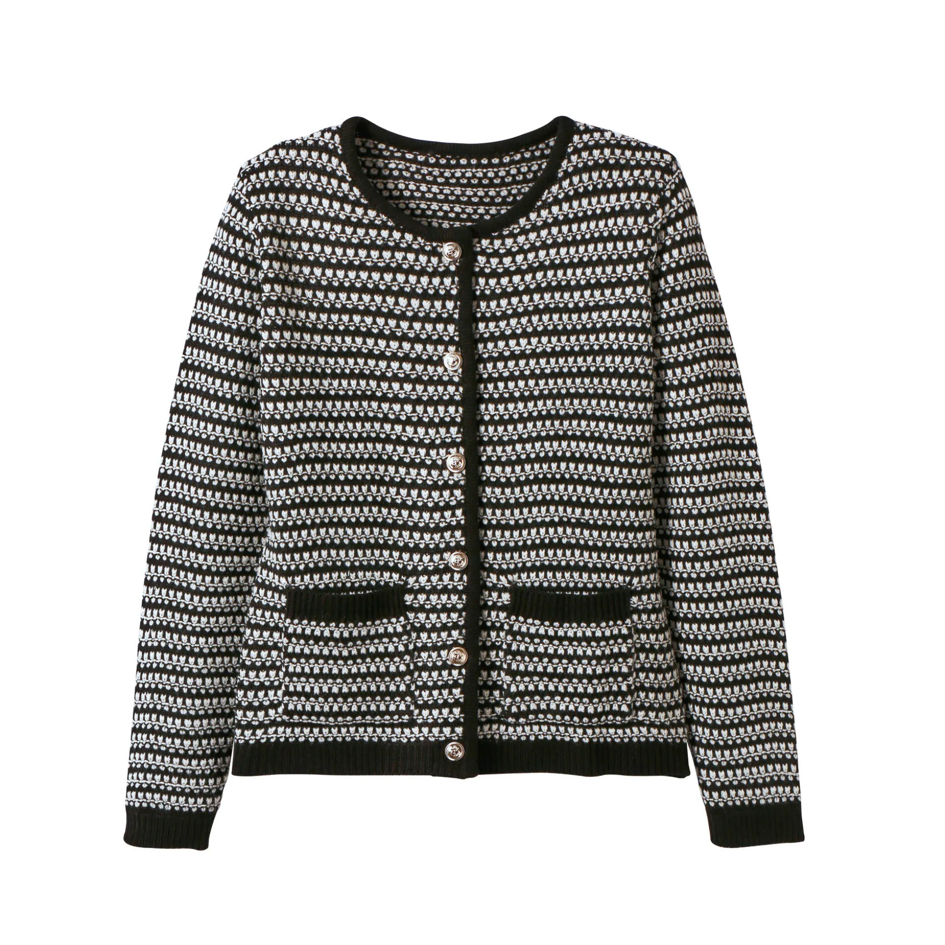 Cardigan in tweekleurig jacquardtricot