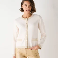 Cardigan met goudkleurige knopen, glanzende details