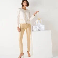 Cardigan met goudkleurige knopen, glanzende details