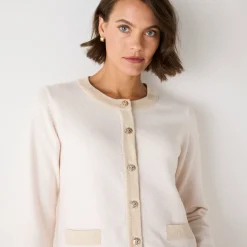 Cardigan met goudkleurige knopen, glanzende details