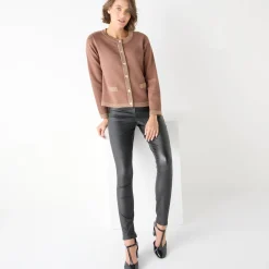Cardigan met goudkleurige knopen, glanzende details