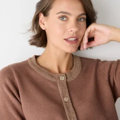 Cardigan met goudkleurige knopen, glanzende details